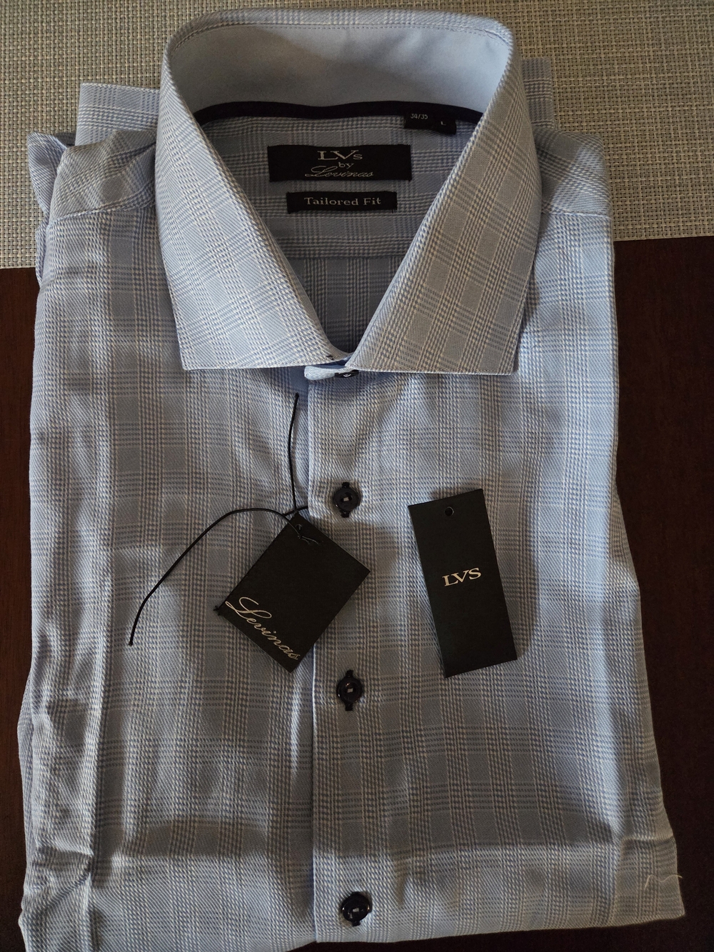 Light Blue Checked Tailored Dress Shirt